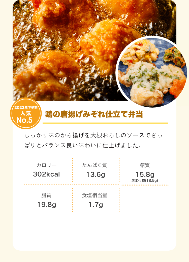 2023年下半期人気No.5 鶏の唐揚げみぞれ仕立て弁当